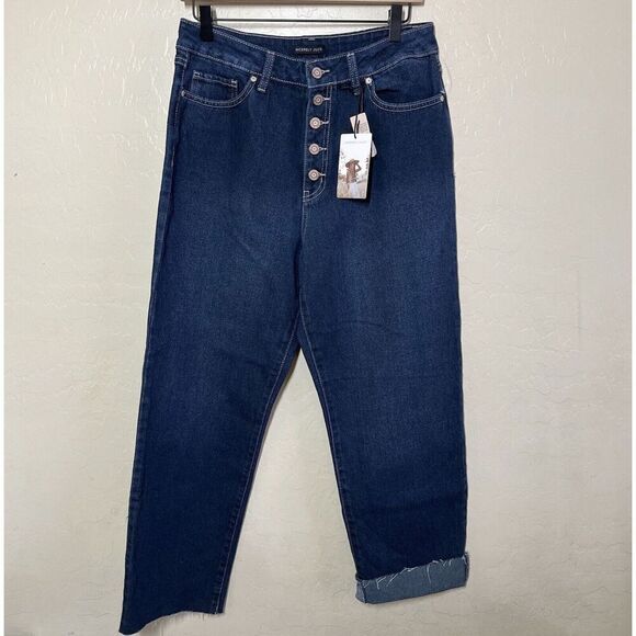 Sincerely Jules Womens Jeans Size 9 29 Blue‎ Dark Wash High Rise Button Fly NEW - Picture 1 of 14